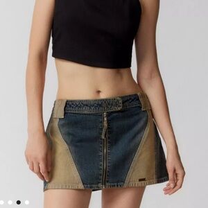 BDG Suki Racer Moto Denim Micro Mini Skirt